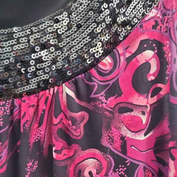 Avenue Stretch Sleeveless Pink Sequenced Neckline Top 22/24 - Picture 4 of 7